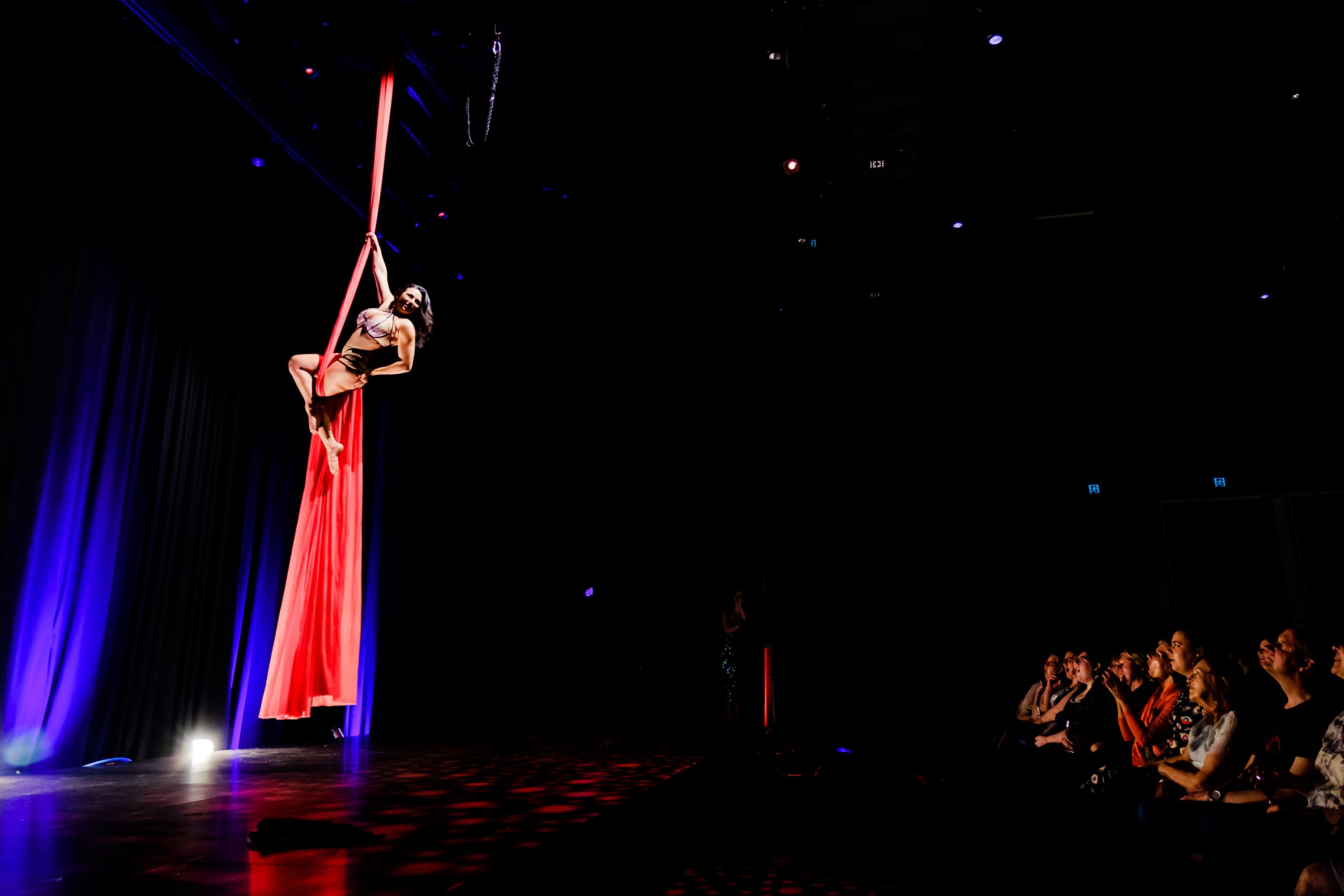The Cirque Songstress, aerialist in Adelaide