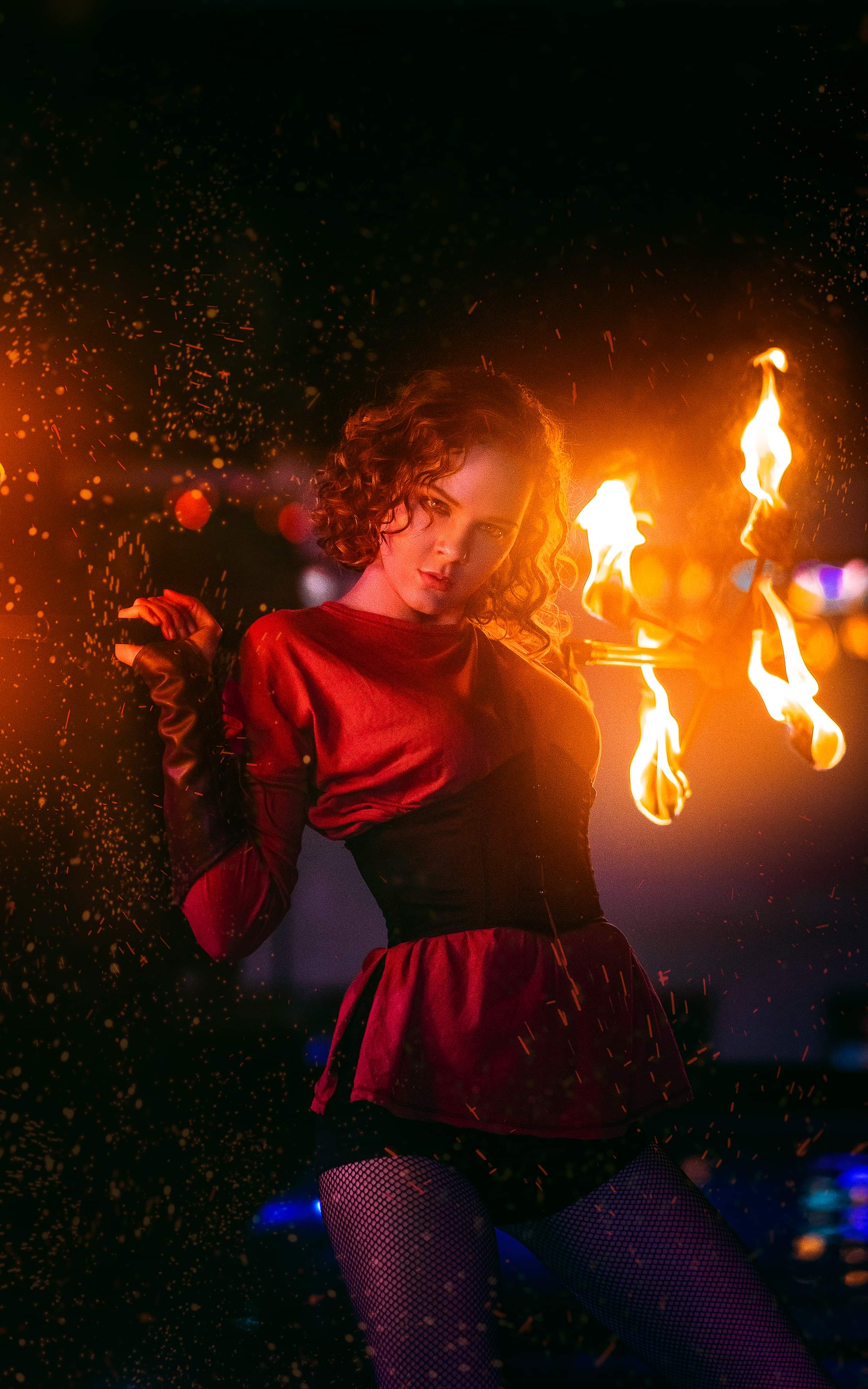 Emi-Lou Fire, fire performer in Adelaide