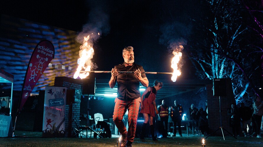 The Connected Circus, fire performer in Bendigo, photo 3