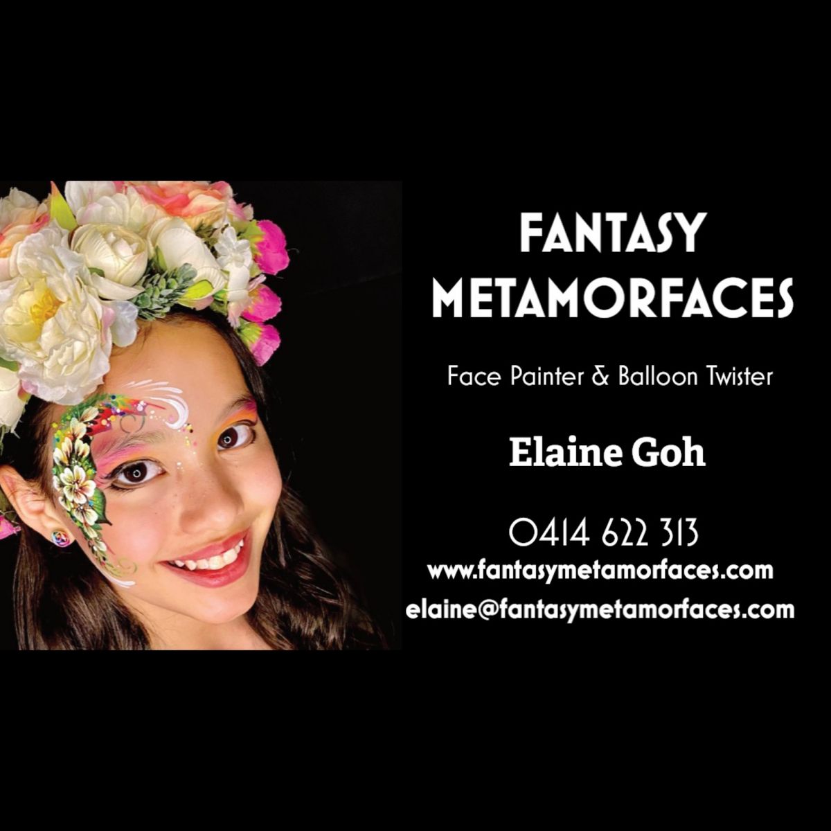 Fantasy Metamorfaces, face painting in Brisbane