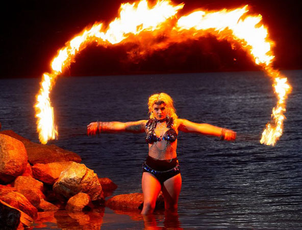 Gemma, fire dancer in Brisbane