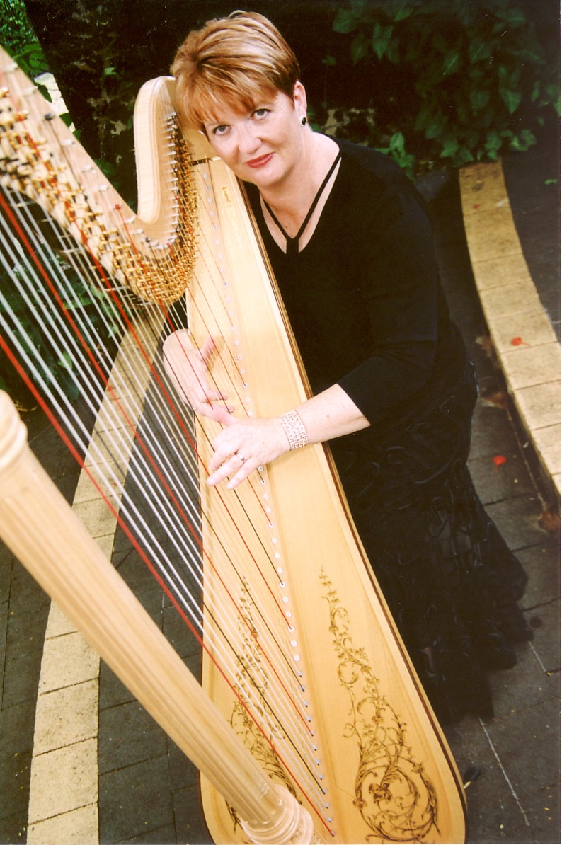 Janice Preece, harp player in Brisbane
