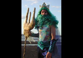 King Neptune, stilt walker in Brisbane