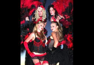 Parisian Cabaret Showgirls, stilt walker in Brisbane