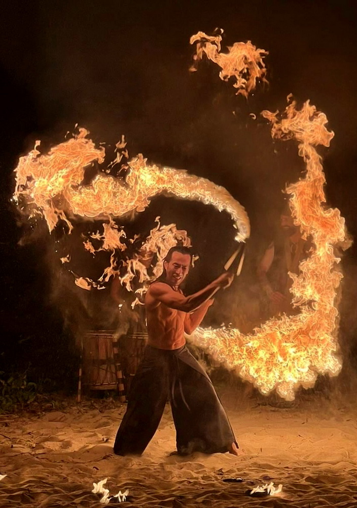 Pyrotechnique, fire performer in Cairns