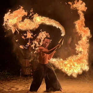 Pyrotechnique, fire performer in Cairns, photo 2
