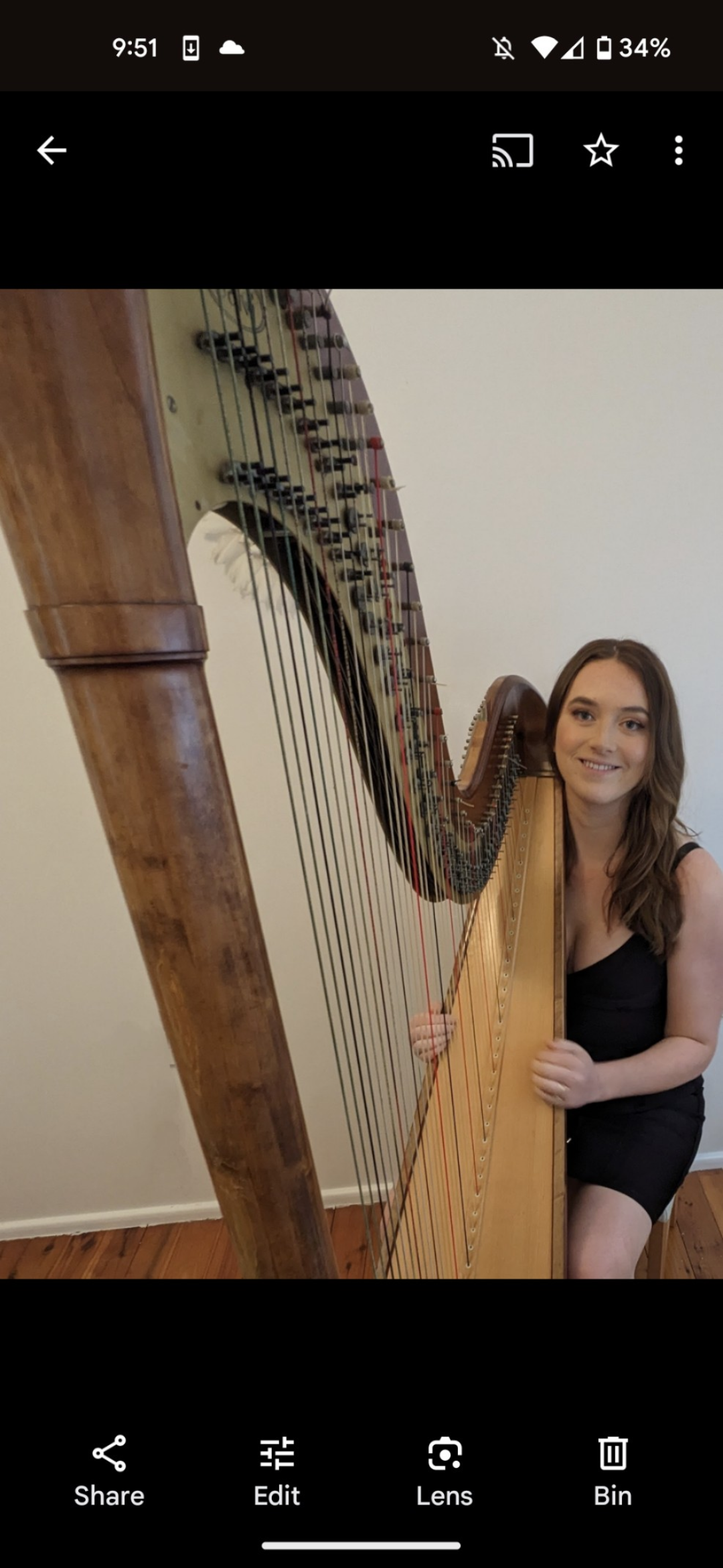 Evie, harp player in Central Coast Council