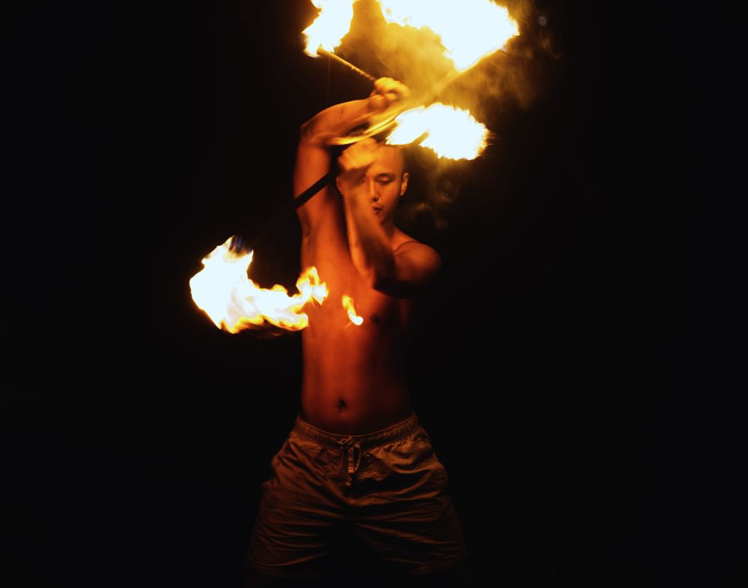 Nezha, fire performer in Gold Coast