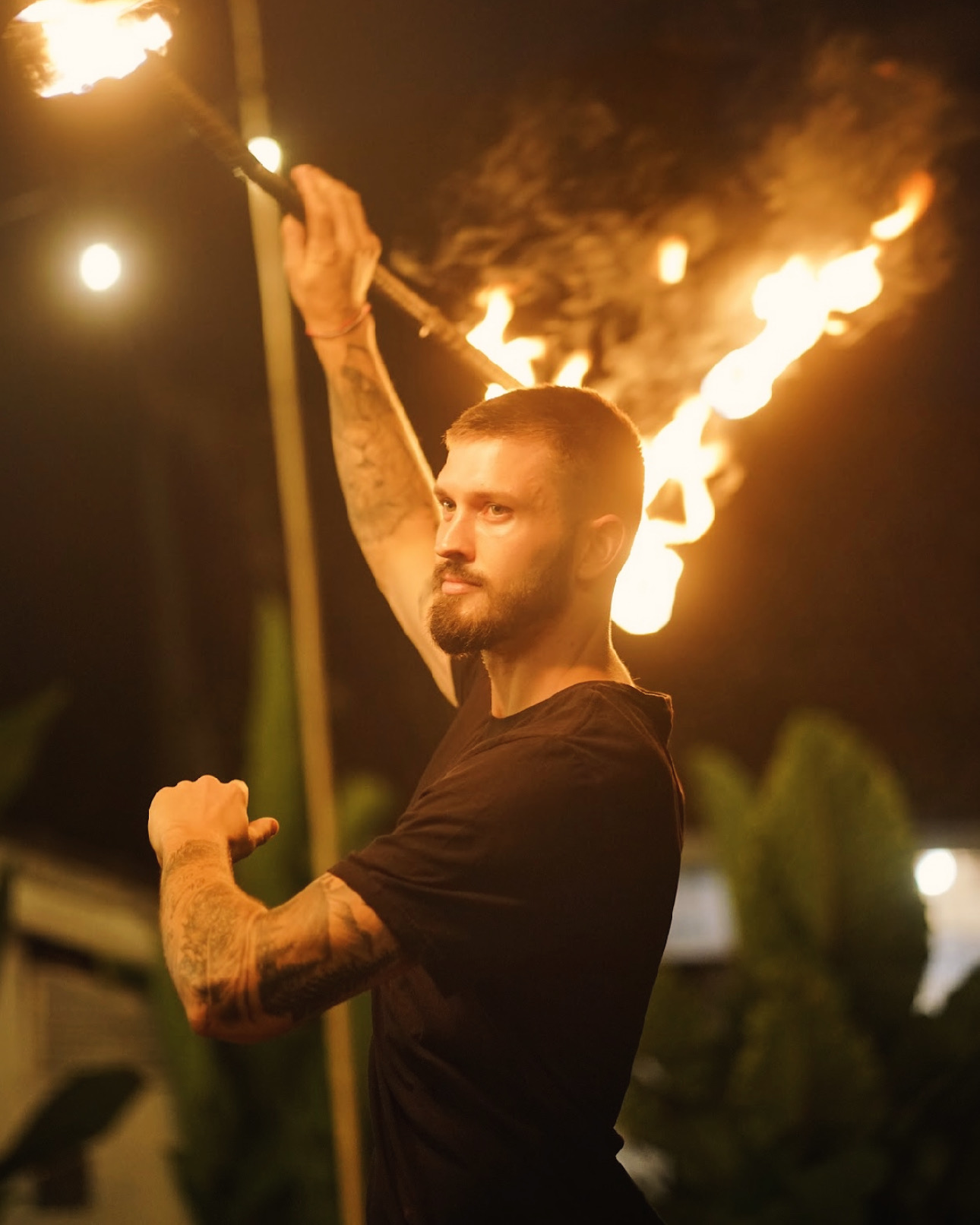 Storytelling through fire, fire performer in Gold Coast