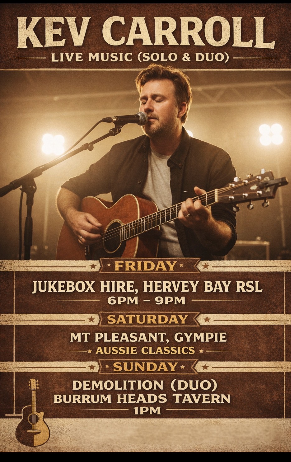 Kev Carroll, singer in Hervey Bay