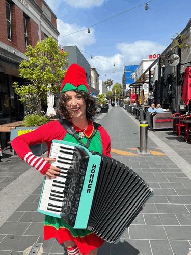 Roving Christmas Musical Elf, accordion player in Melbourne, photo 3