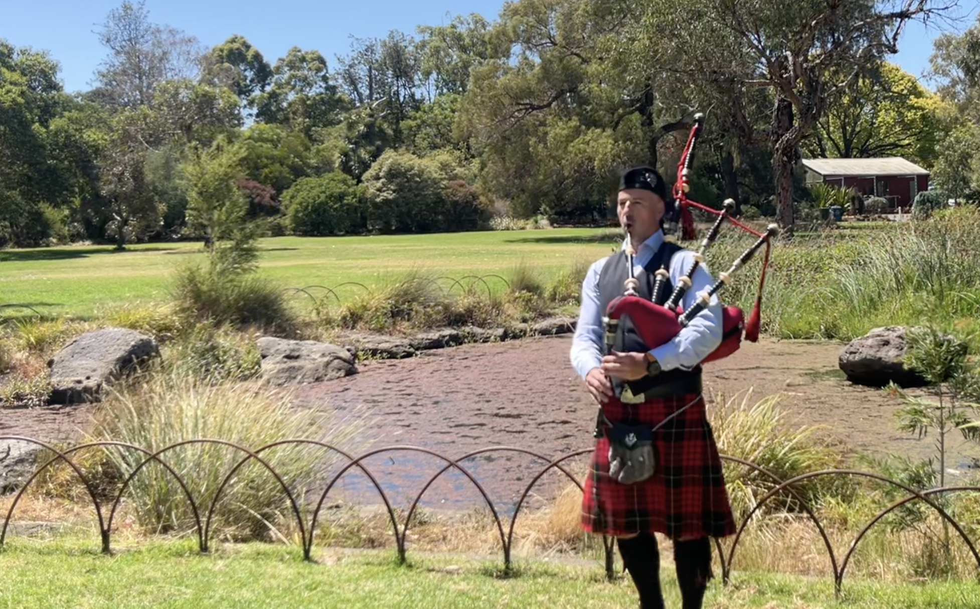 Lachlan McSwain, bagpiper in Melbourne