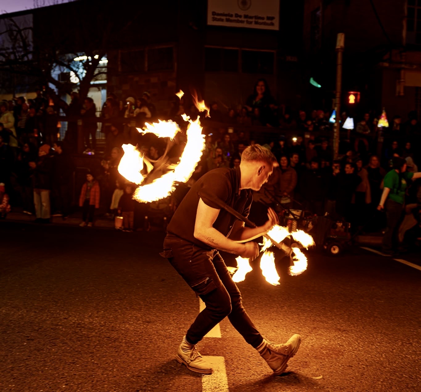 Rhys Kirk, fire performer in Melbourne