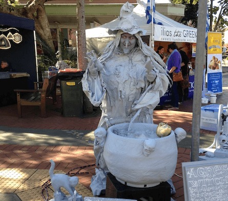 Living Statue Agnes The Witch, human statue in Melbourne