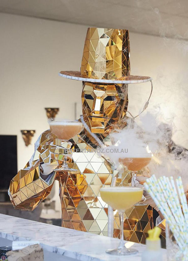 24k Gold LED Mirror Man, led performer in Melbourne