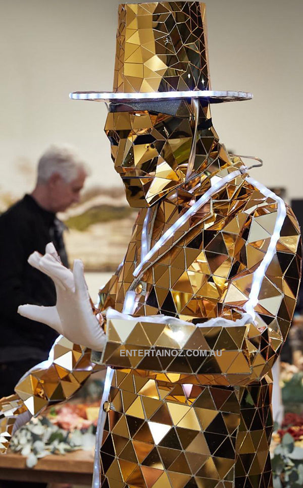 24k Gold LED Mirror Man, led performer in Melbourne, photo 2