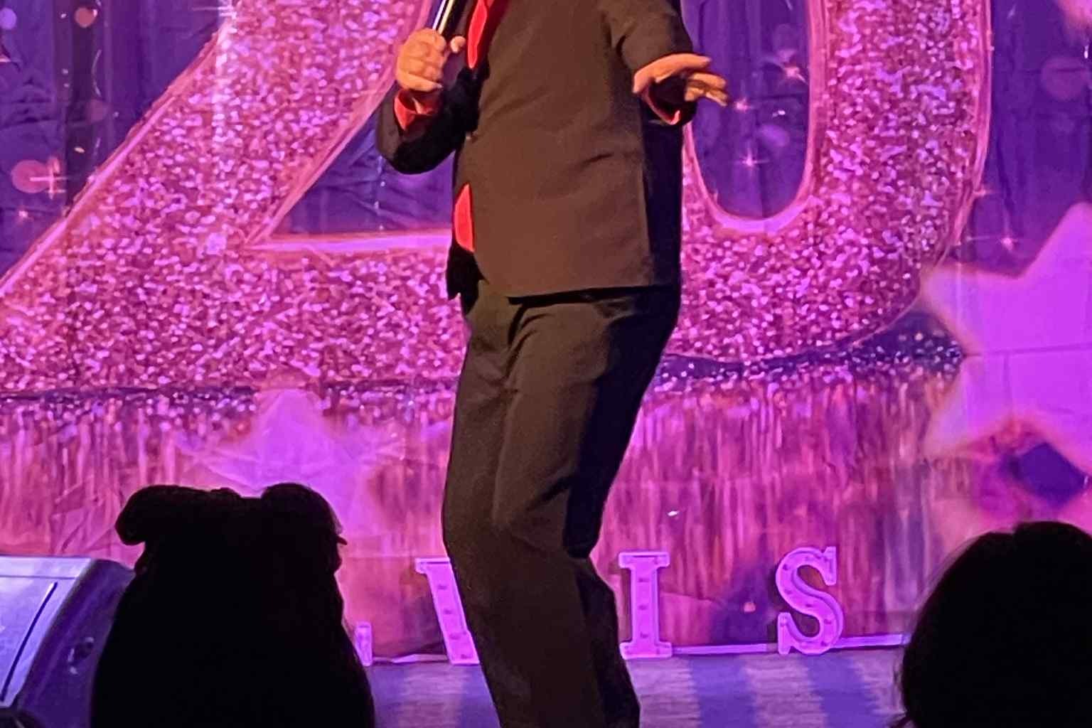 Serafino Alberti as Rocking Elivia, musical soloist in Melbourne