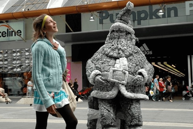 Santa Stone, roving entertainer in Melbourne
