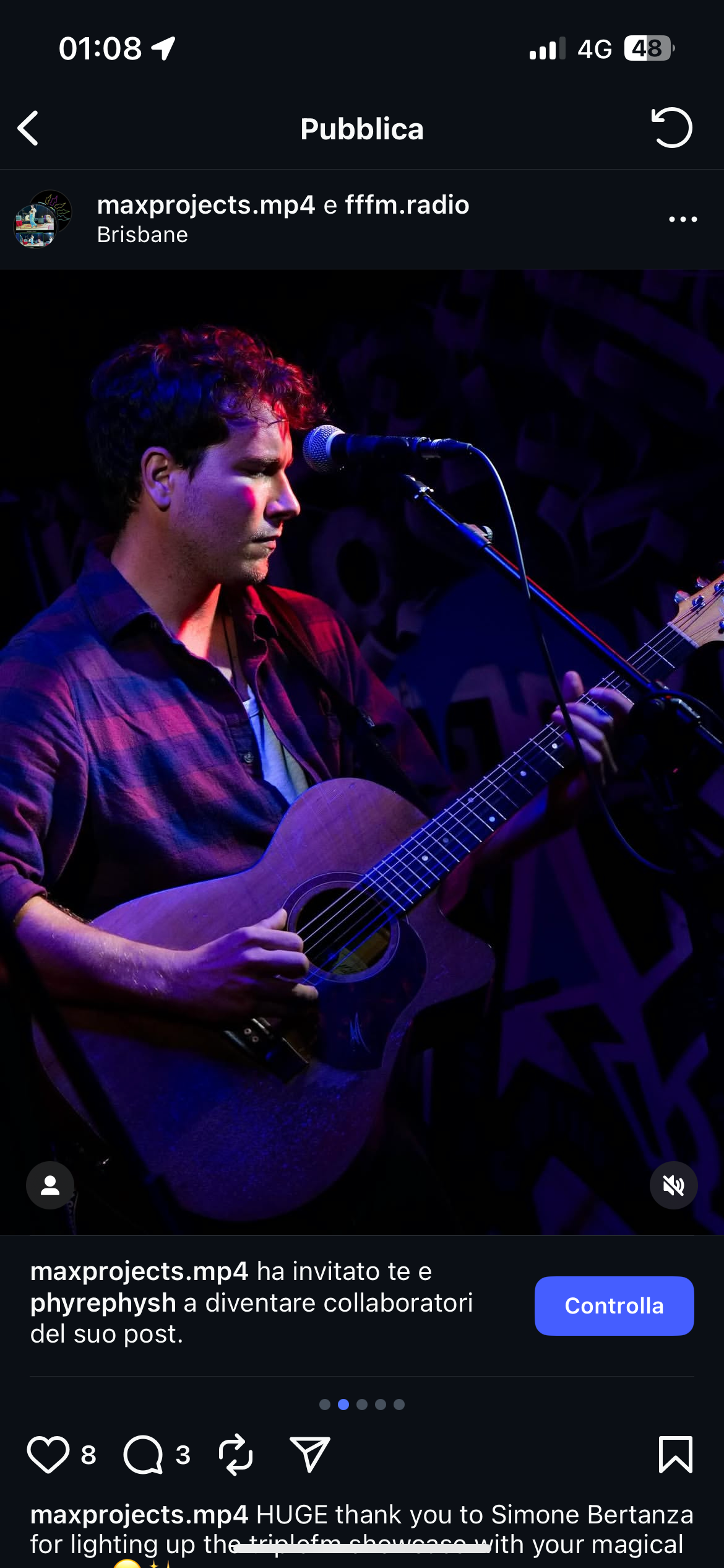Simone Bertanza, singer-songwriter in Melbourne