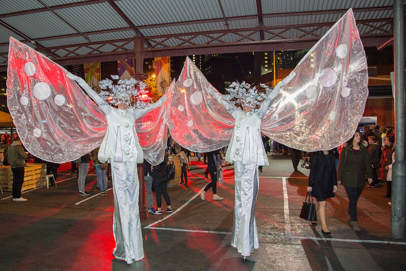 Cirque Butterflies, stilt walker in Melbourne