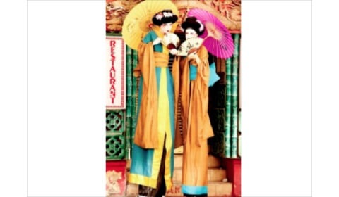 Geisha Girls, stilt walker in Melbourne