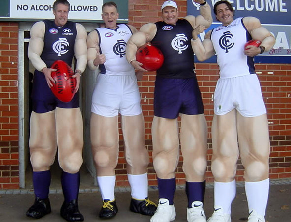 Giant Football Players, stilt walker in Melbourne