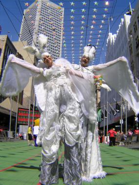 Heavenly Christmas Angels, stilt walker in Melbourne