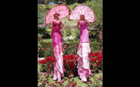 Pink Ladies on Stilts, stilt walker in Melbourne
