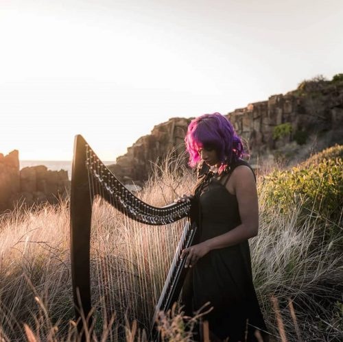 Yasmine Russell, harp player in NSW