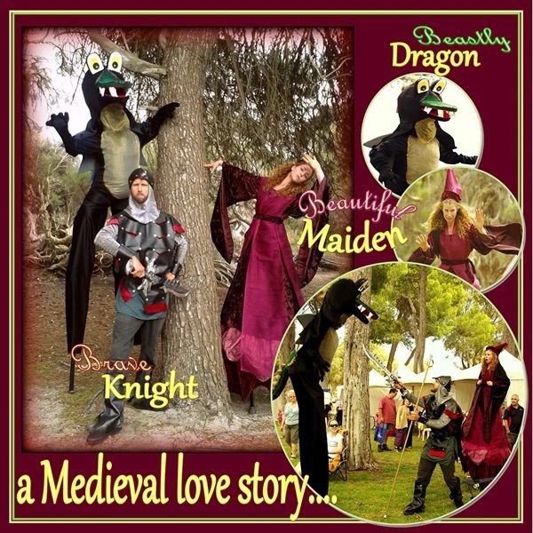 Medieval Dragon, Knight & Maiden, costume character in Perth