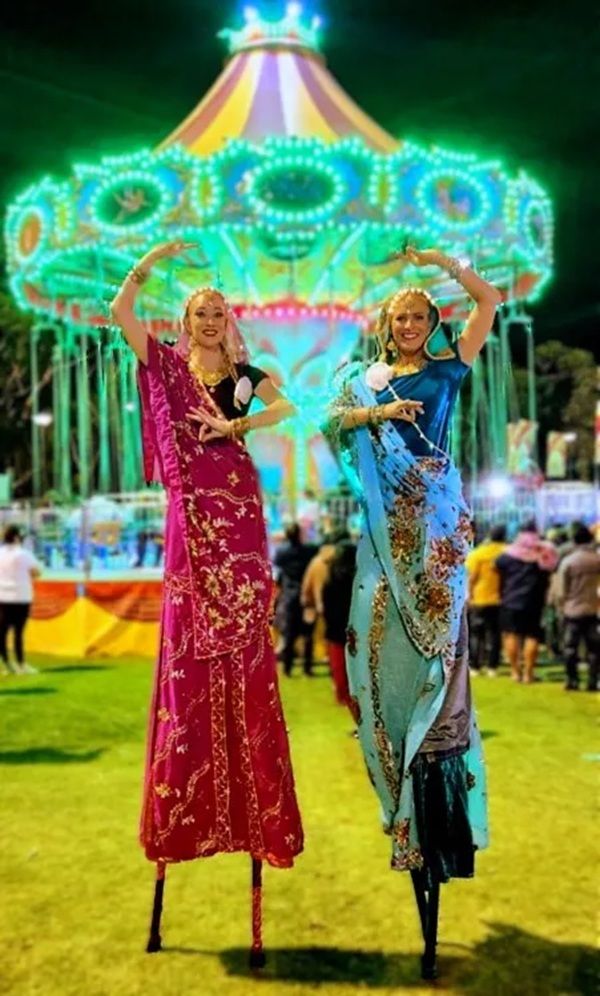 Bollywood Glamour, stilt walker in Perth
