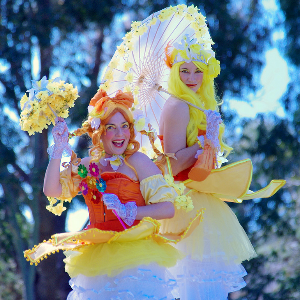 Daffodils, stilt walker in Perth