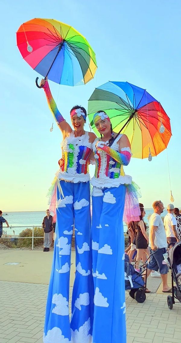Rainbows & Raindrops, stilt walker in Perth, photo 2