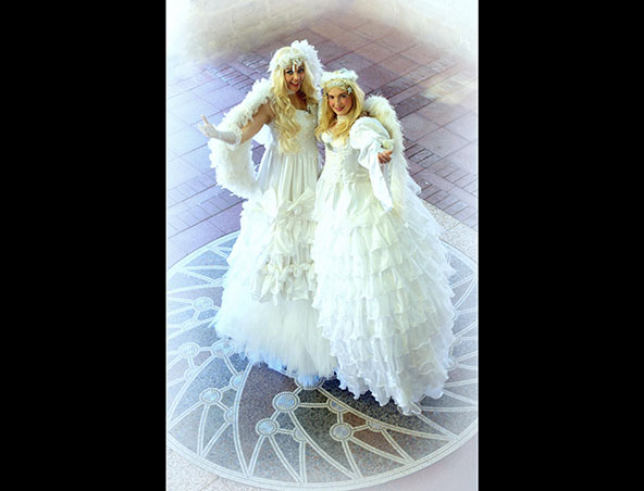 Stilt Walkers Feathered Angels, live in Perth