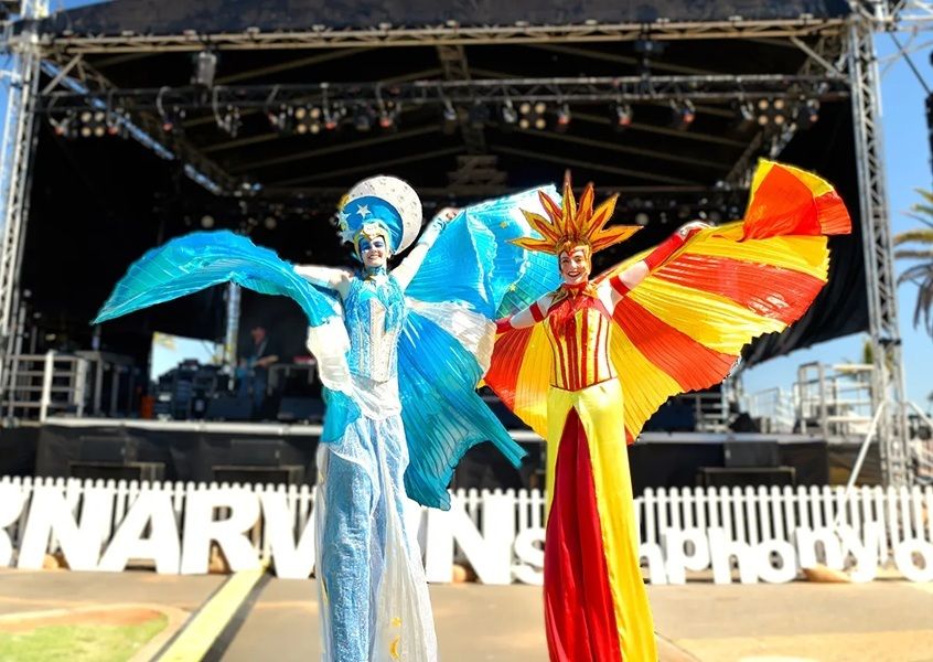 Sun & Moon, stilt walker in Perth