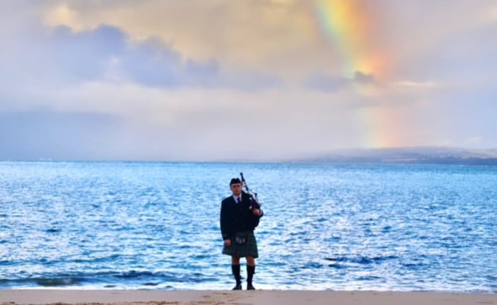 Bagpipes, bagpiper in San Remo