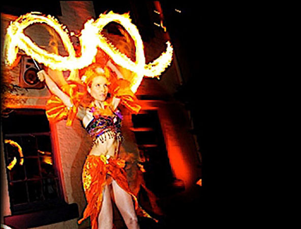 Caribbean Themed Fire, firetwirler in Sydney