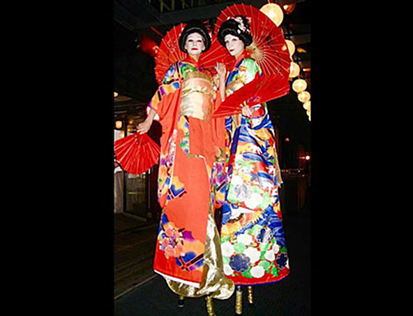 Geisha Girls, stilt walker in Sydney