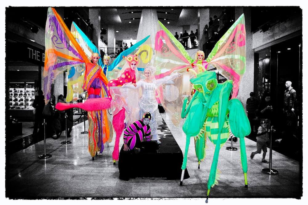 Lady Butterfly Show, stilt walker in Sydney