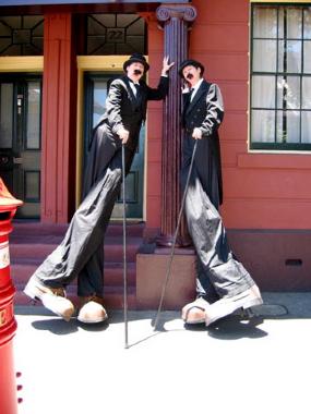 The Chaplins, stilt walker in Sydney